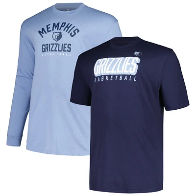 Ensemble t-shirt à manches courtes et longues Fanatics pour hommes bleu marine/bleu clair Memphis Grizzlies Big & Tall