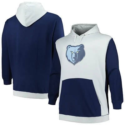 Sweat à capuche Fanatics pour hommes bleu marine/argent Memphis Grizzlies Big & Tall Primary Arctic