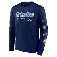 T-shirt à manches longues Fanatics bleu marine Memphis Grizzlies Baseline pour hommes