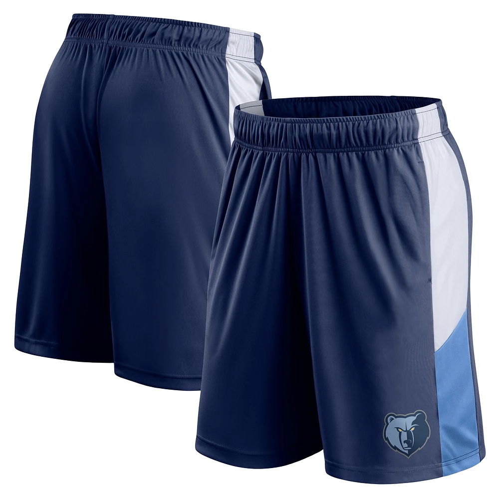 Short de performance d'entraînement Fanatics pour hommes, bleu marine, Memphis Grizzlies Champion Rush