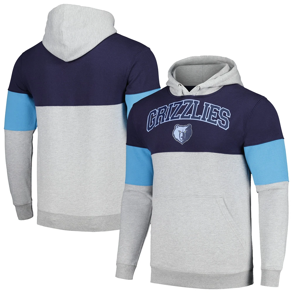 Sweat à capuche contrasté bleu marine Fanatics Memphis Grizzlies pour hommes