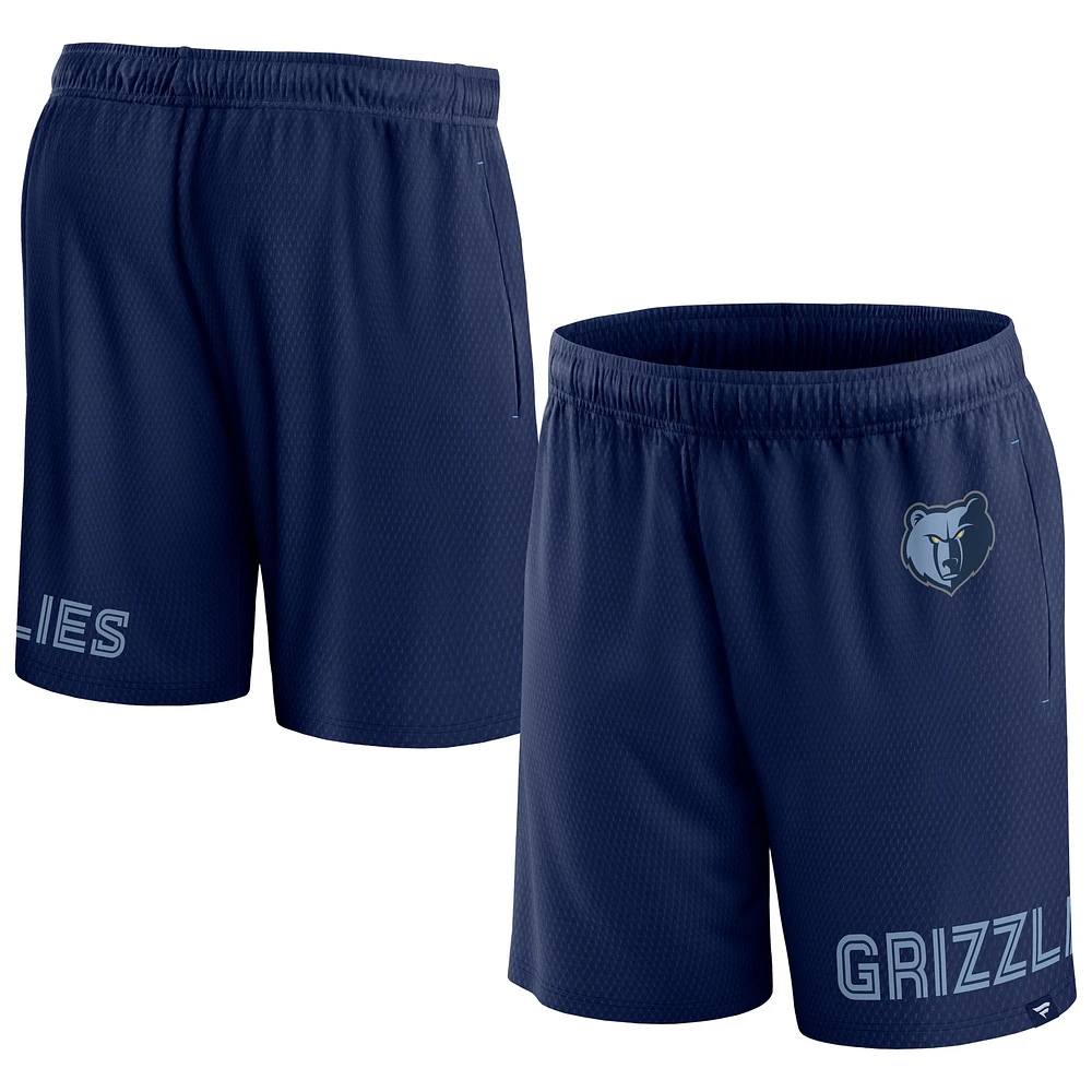 Short en maille à lancer franc Fanatics bleu marine Memphis Grizzlies pour hommes