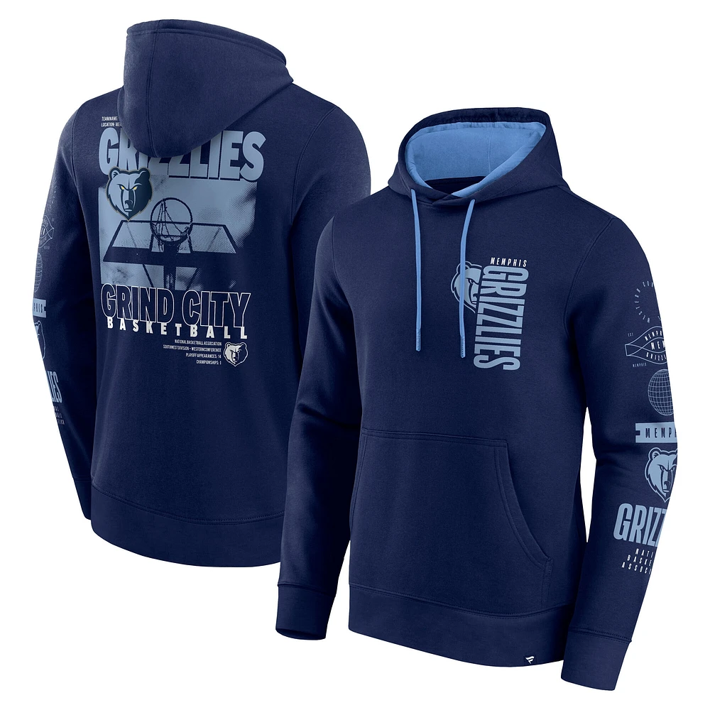 Sweat à capuche croisé Game Time de Memphis Grizzlies pour homme Fanatics Navy