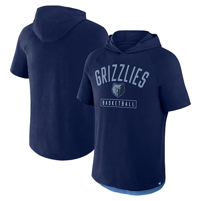 T-shirt à capuche raglan bleu marine pour homme, motif fanatiques des Memphis Grizzlies
