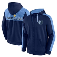 Sweat à capuche entièrement zippé Fanatics pour hommes, Memphis Grizzlies Rainbow Shot, bleu marine