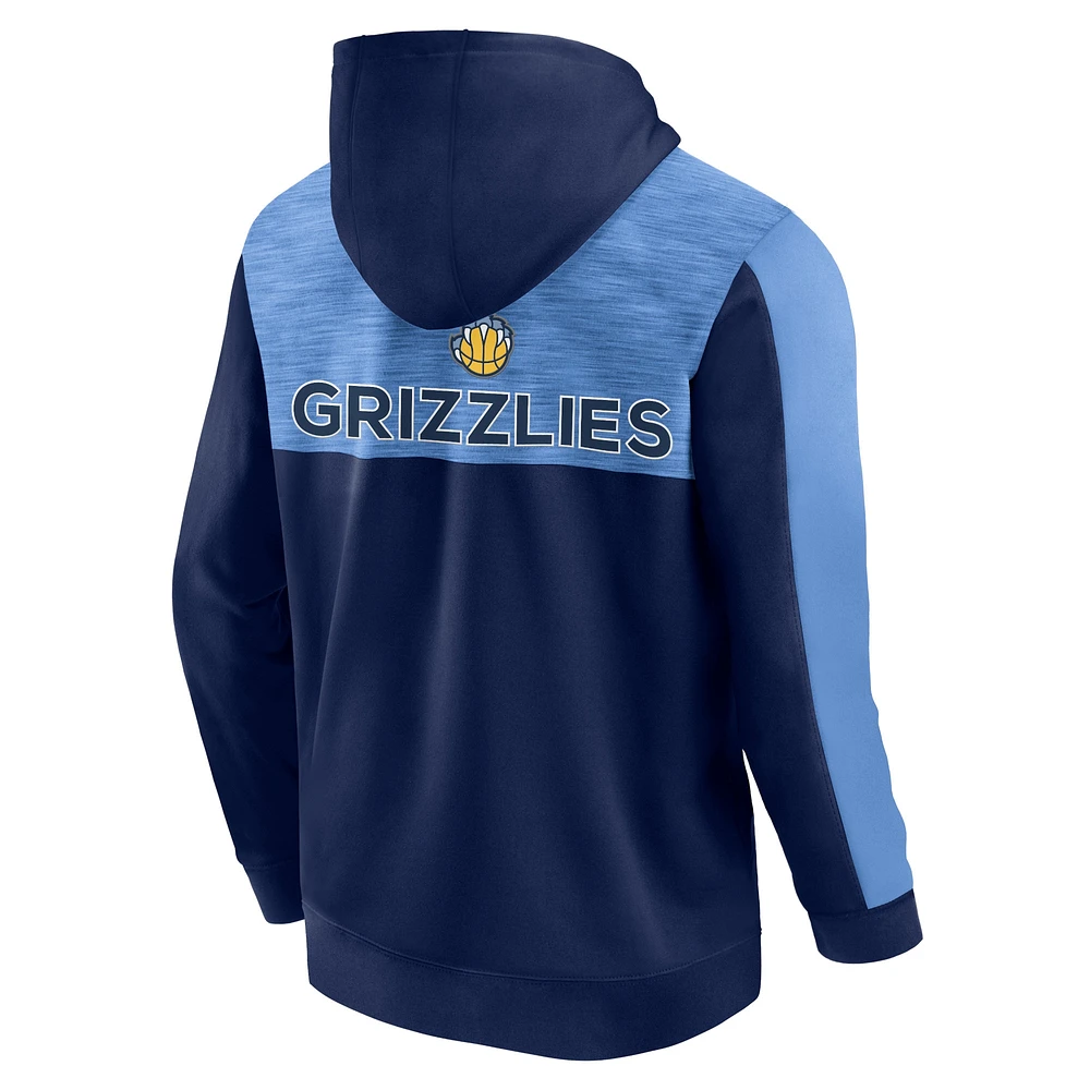 Men's Fanatics Navy Memphis Grizzlies Rainbow Shot Full-Zip Hoodie