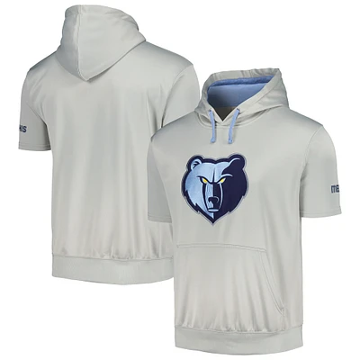 Men's Fanatics Silver/Light Blue Memphis Grizzlies Short Sleeve Pullover Hoodie