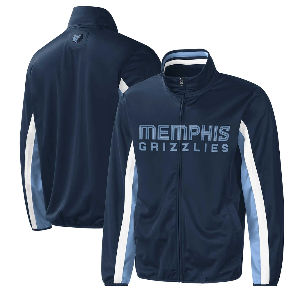 Veste de survêtement entièrement zippée pour homme G-III Sports by Carl Banks Navy Memphis Grizzlies Contender Wordmark