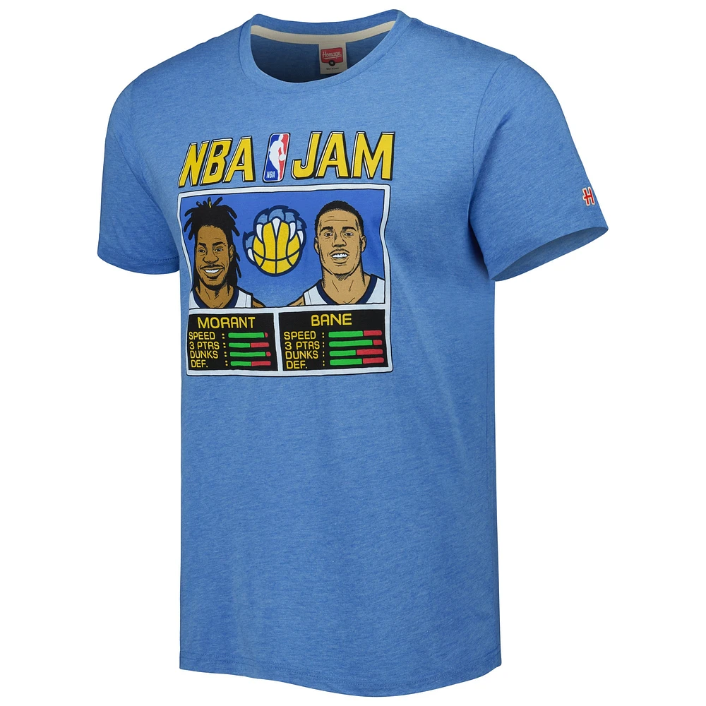 Hommage Ja Morant & Desmond Bane T-shirt bleu clair Memphis Grizzlies NBA Jam en trois mélanges pour homme