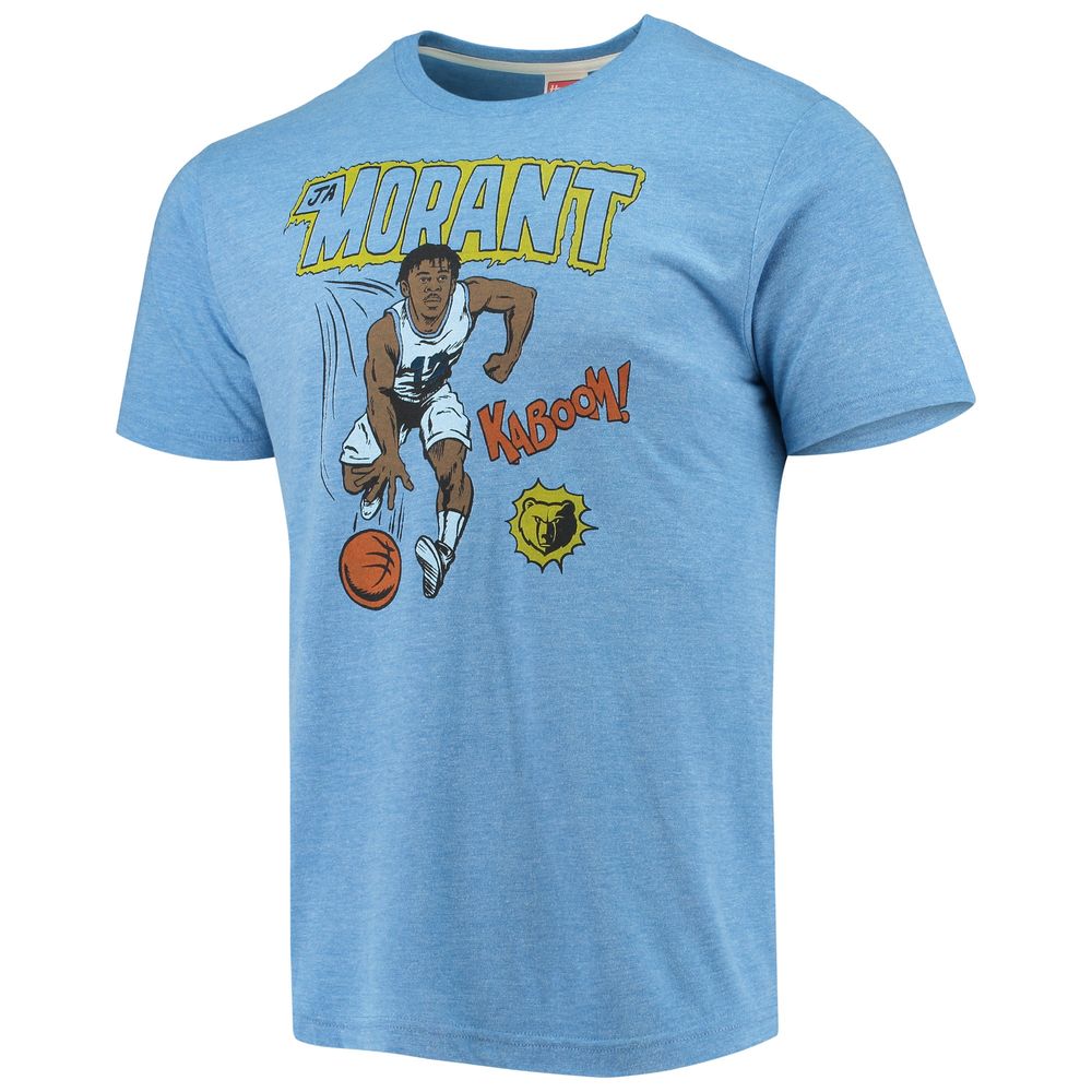 Men's Homage Ja Morant Light Blue Memphis Grizzlies Comic Book Player Tri-Blend T-Shirt