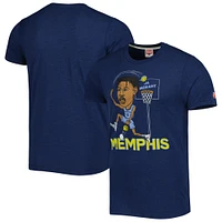 Hommage Ja Morant Navy Memphis Grizzlies Caricature T-shirt triple mélange pour homme