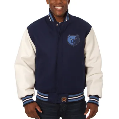 Memphis Grizzlies JH Design Big & Tall Wool Leather Full-Snap Jacket - Navy/White