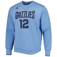 Men's Jordan Brand Ja Morant Light Blue Memphis Grizzlies Statement Name & Number Pullover Sweatshirt