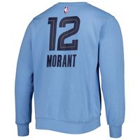 Men's Jordan Brand Ja Morant Light Blue Memphis Grizzlies Statement Name & Number Pullover Sweatshirt