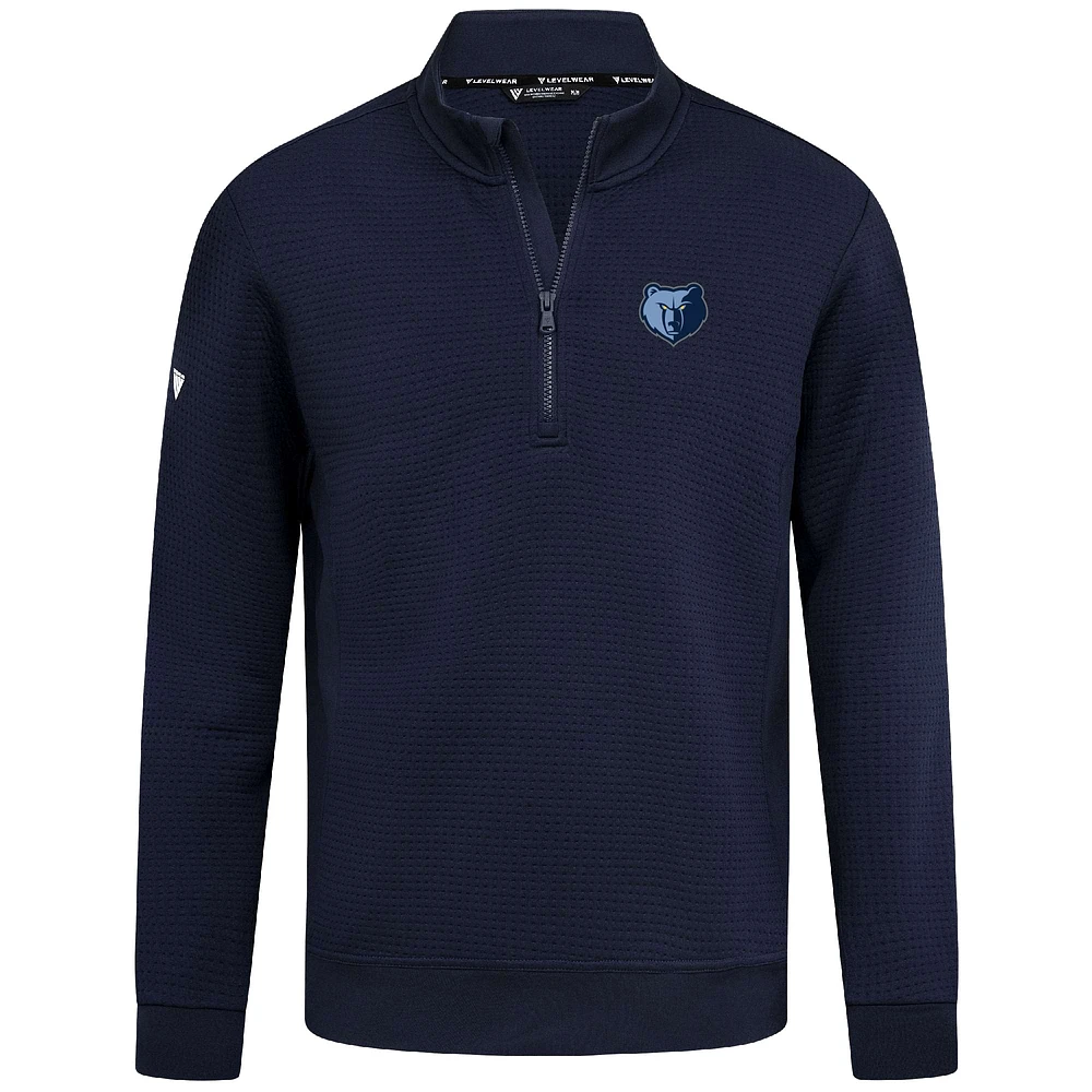 Men's Levelwear  Navy Memphis Grizzlies Accolade Cushion Quarter-Zip Pullover