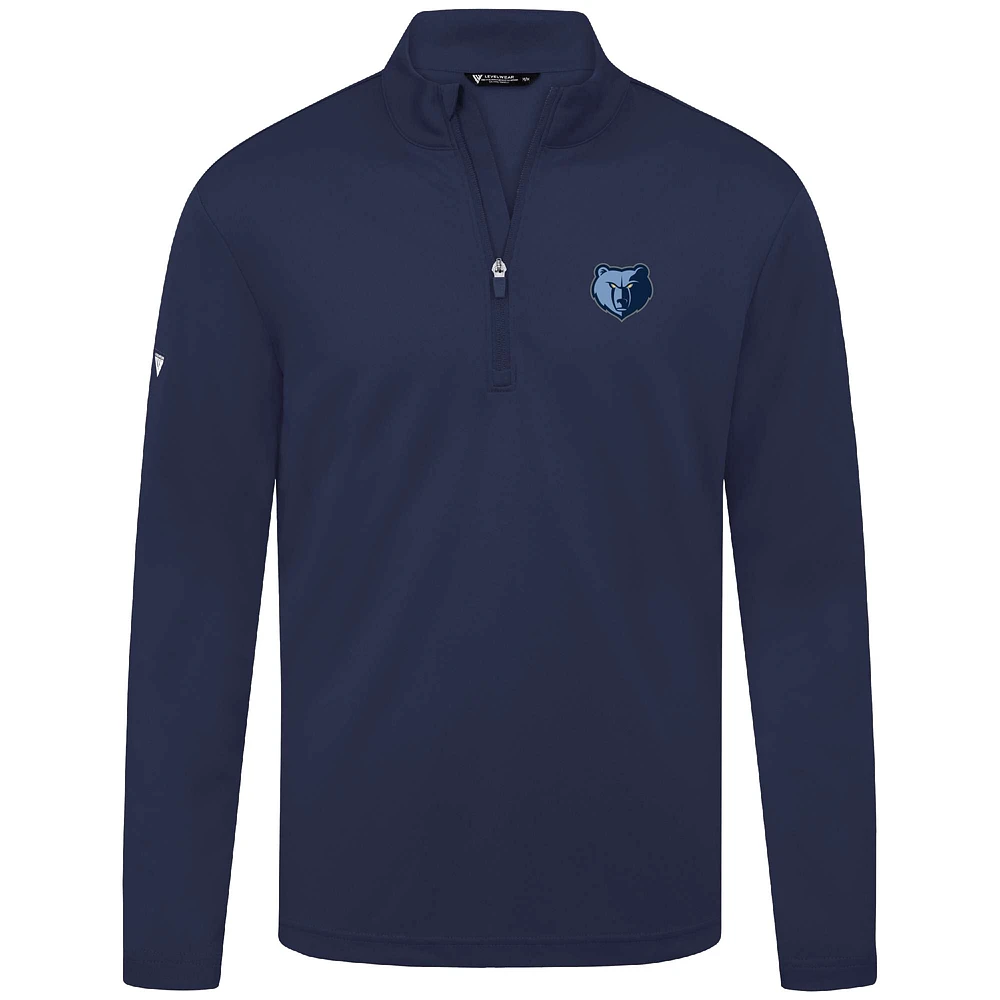 Haut Heron à quart de zip bleu marine pour homme des Memphis Grizzlies Levelwear
