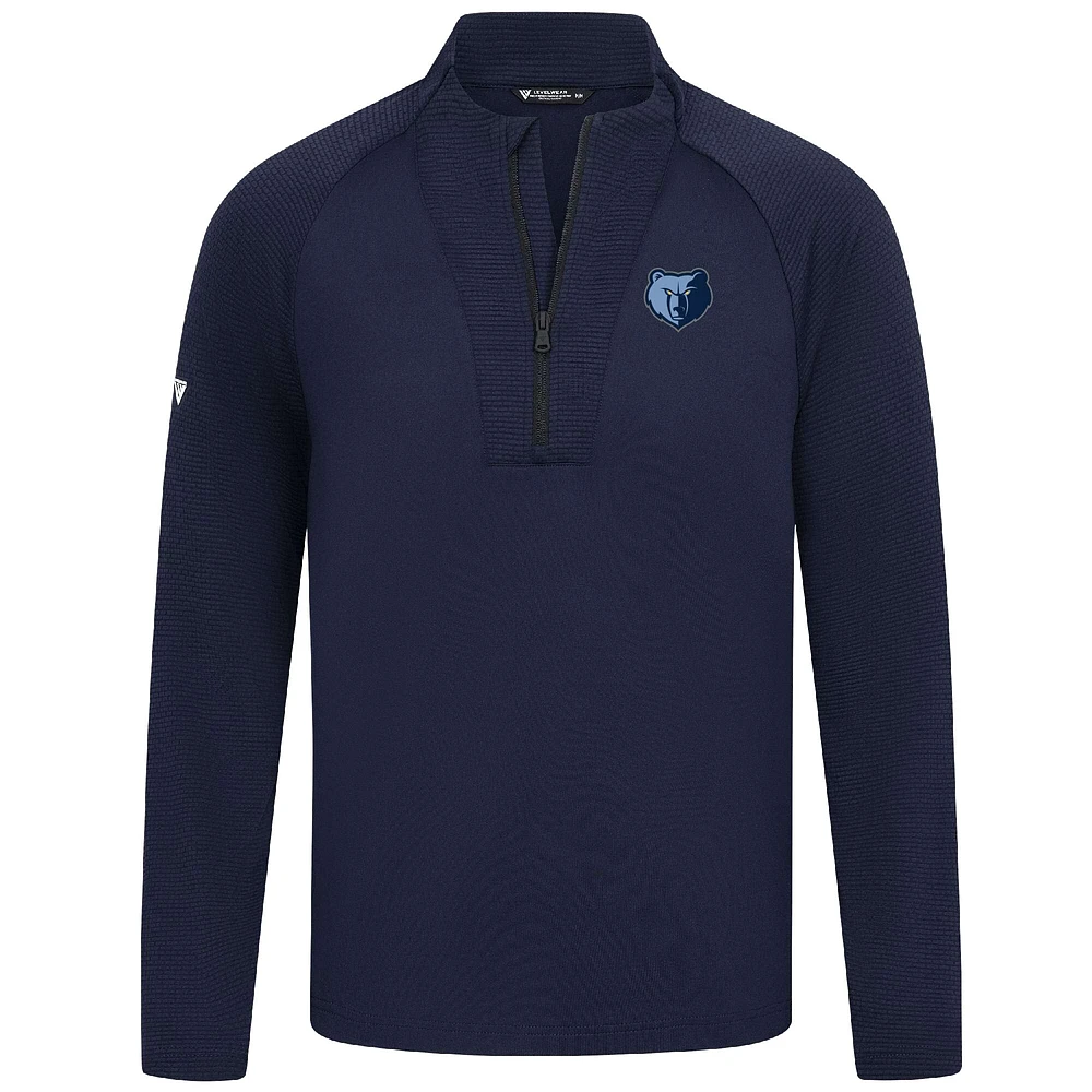 Men's Levelwear Navy Memphis Grizzlies Volley Quarter-Zip Top