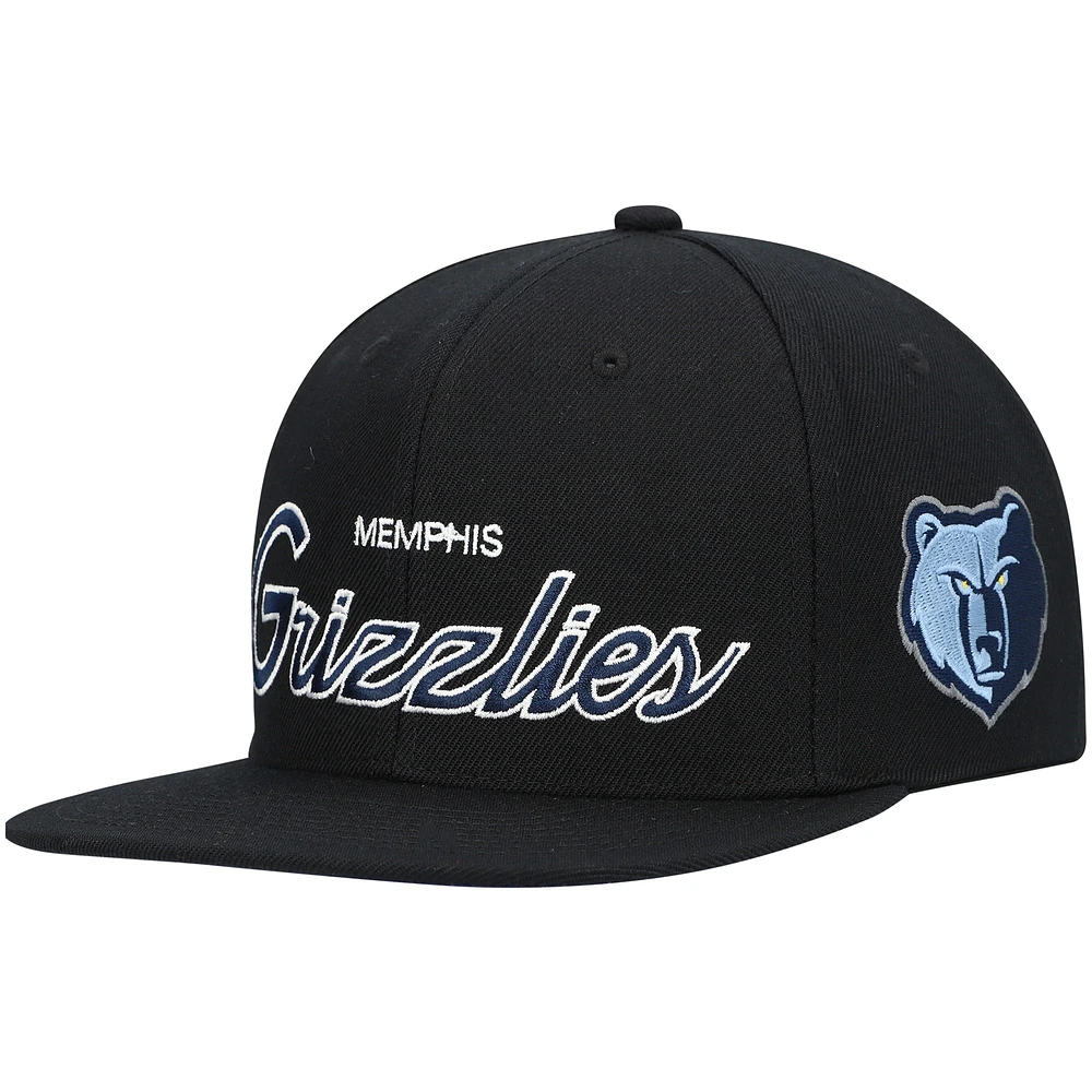 Men's Mitchell & Ness Black Memphis Grizzlies Hardwood Classics Script 2.0 Snapback Hat