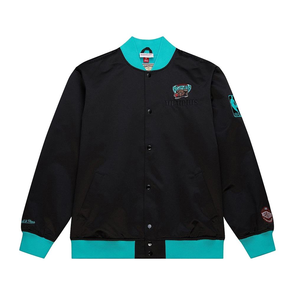 Veste en satin léger à boutons-pression noire pour homme Mitchell & Ness Memphis Grizzlies Hardwood Classics Team OG 3.0