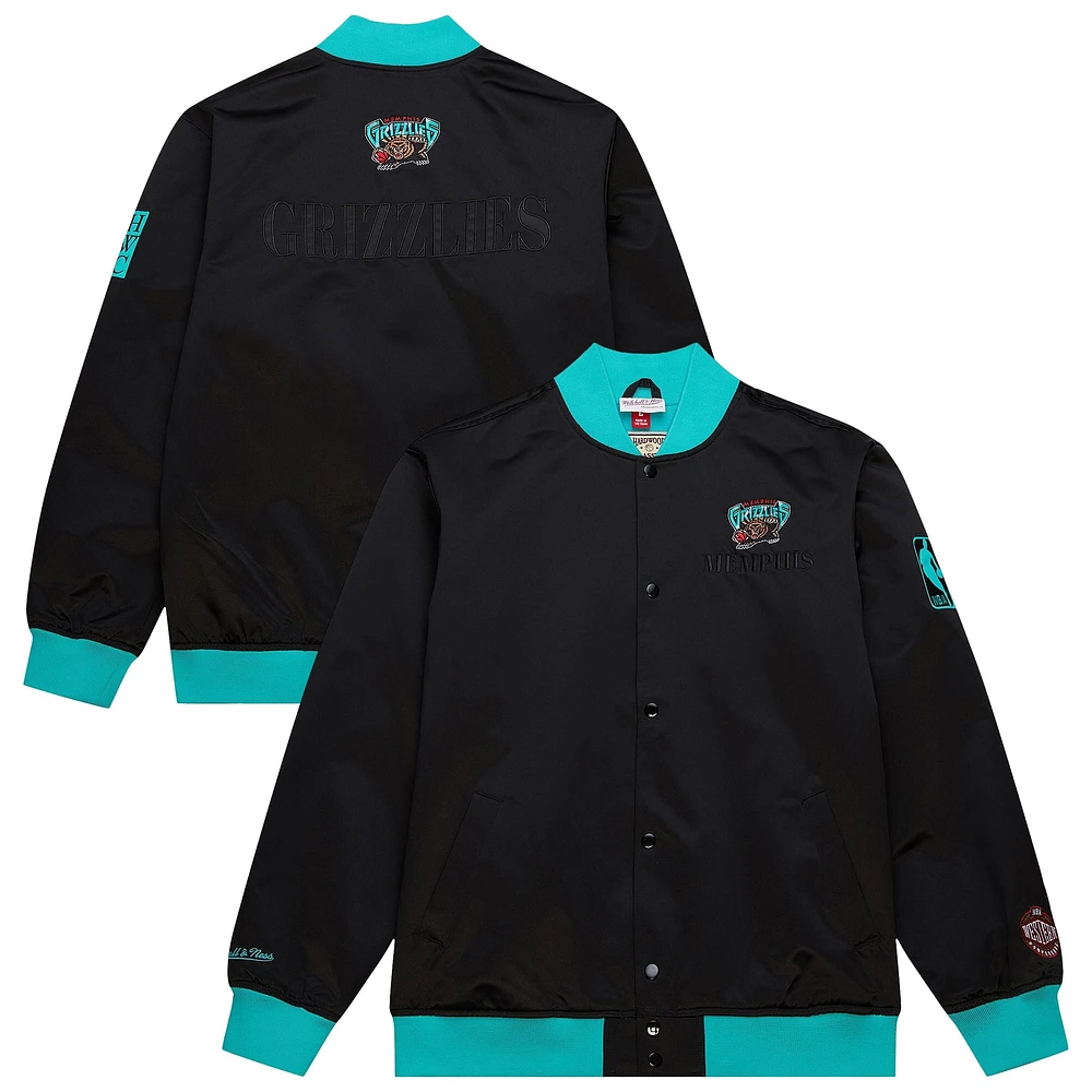 Veste en satin léger à boutons-pression noire pour homme Mitchell & Ness Memphis Grizzlies Hardwood Classics Team OG 3.0