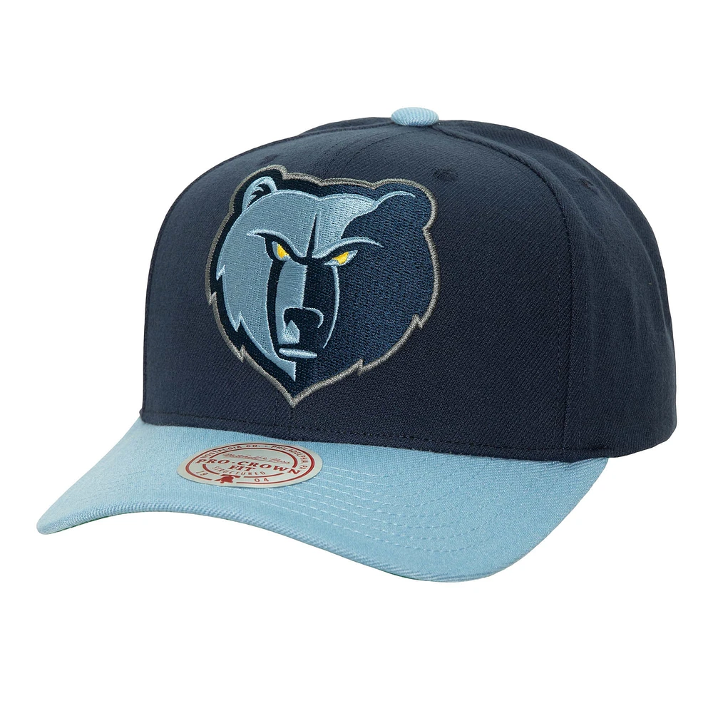 Casquette Snapback Memphis Grizzlies Soul XL Logo Pro Crown Snapback bleu marine/bleu clair Mitchell & Ness pour hommes