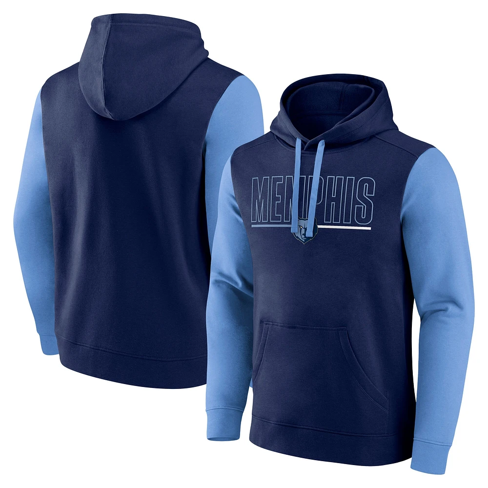 Sweat à capuche blocs de couleurs bleu marine Memphis Grizzlies Outline pour homme