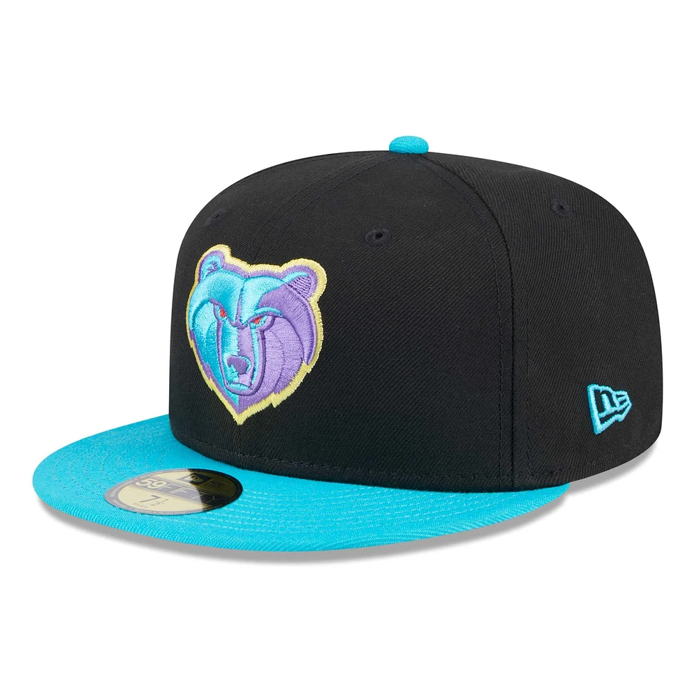 Men's New Era Black/Turquoise Memphis Grizzlies Arcade Scheme 59FIFTY Fitted Hat