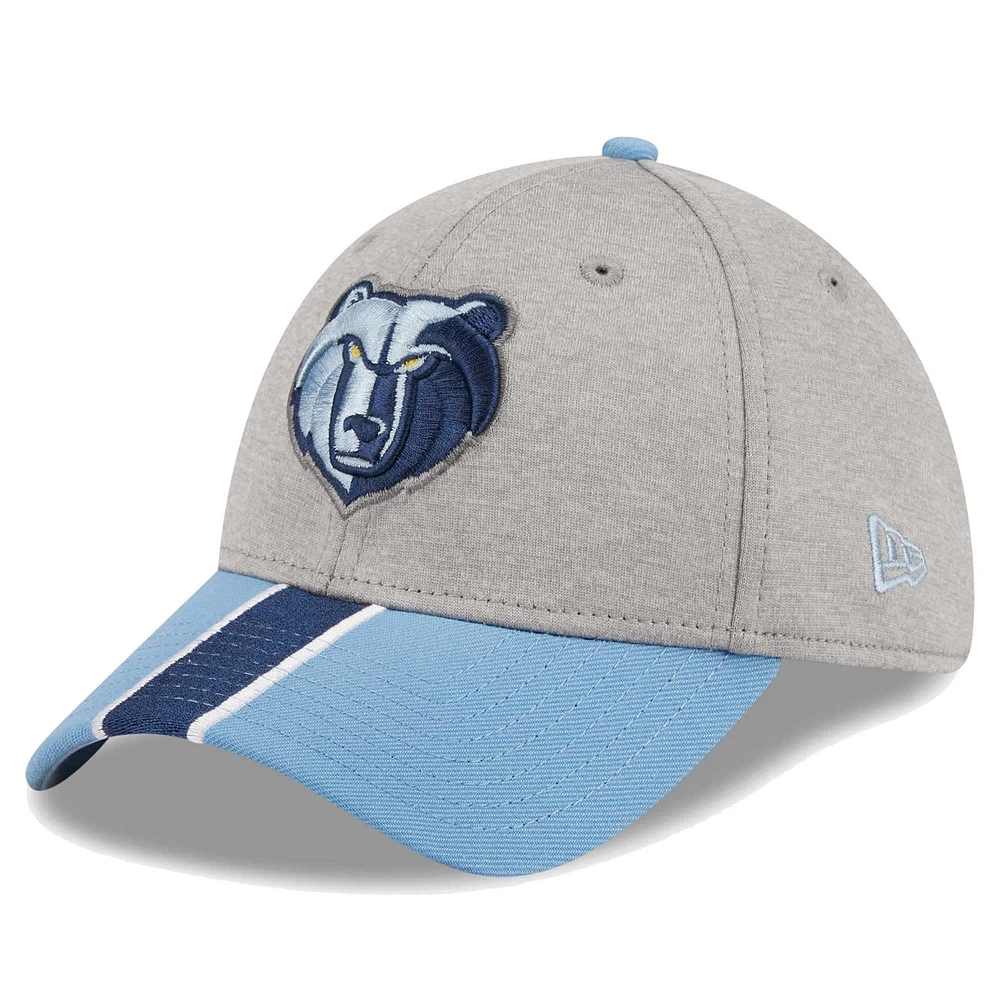 Casquette flexible 39THIRTY rayée Memphis Grizzlies New Era pour hommes, gris/bleu clair