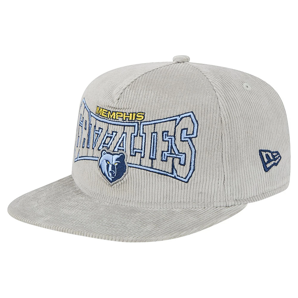 Casquette snapback de golf en velours côtelé Memphis Grizzlies grise New Era pour homme