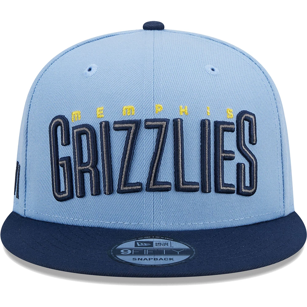 Men's New Era Light Blue Memphis Grizzlies/Navy Jersey Hook Statement Edition 9FIFTY Snapback Hat