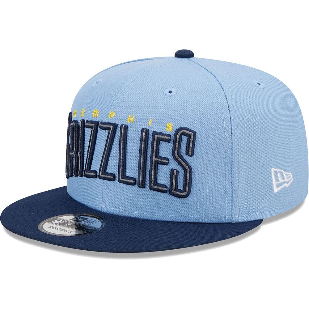 Men's New Era Light Blue Memphis Grizzlies/Navy Jersey Hook Statement Edition 9FIFTY Snapback Hat