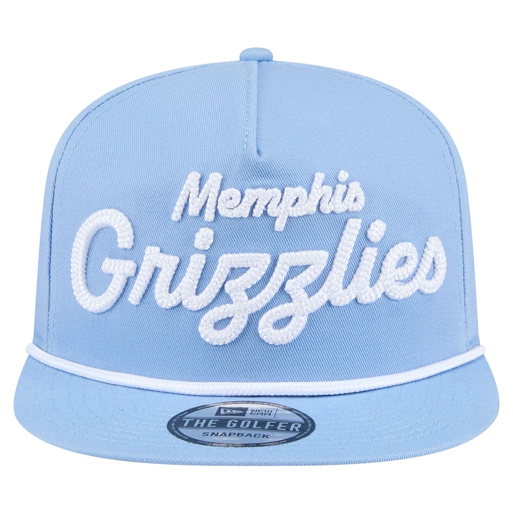 Men's New Era Light Blue Memphis Grizzlies Team Text Golfer Snapback Hat