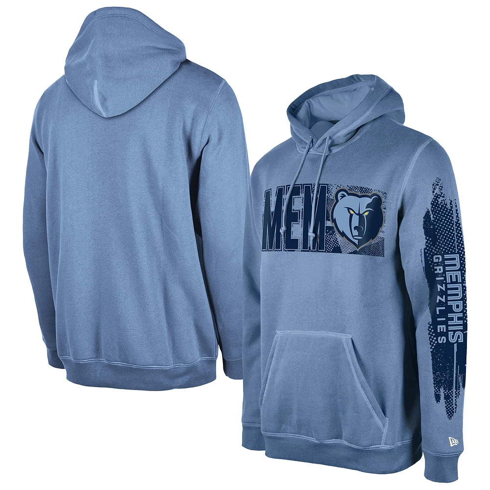 Sweat à capuche bleu clair de la collection Tip-Off Memphis Grizzlies New Era pour homme