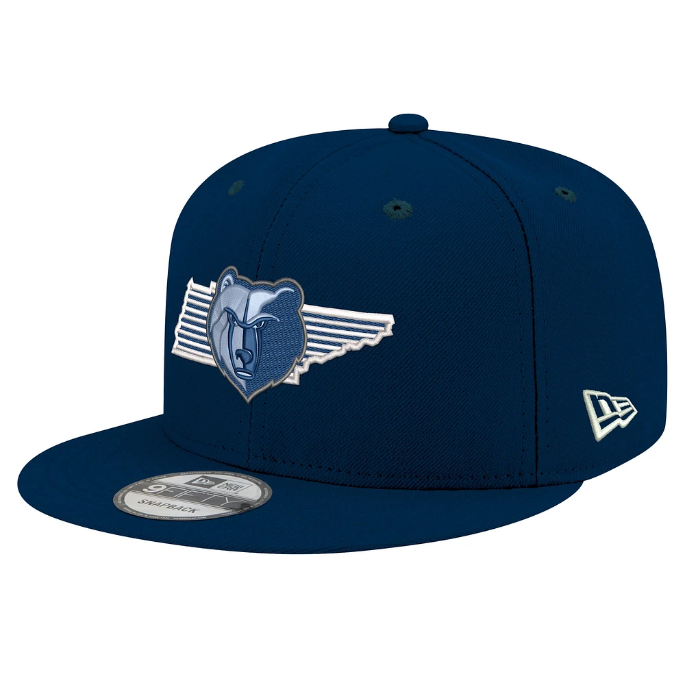 Men's New Era Navy Memphis Grizzlies State Pride 9FIFTY Snapback Hat