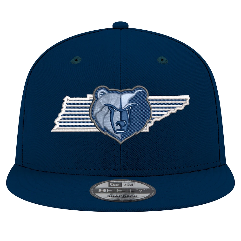 Men's New Era Navy Memphis Grizzlies State Pride 9FIFTY Snapback Hat