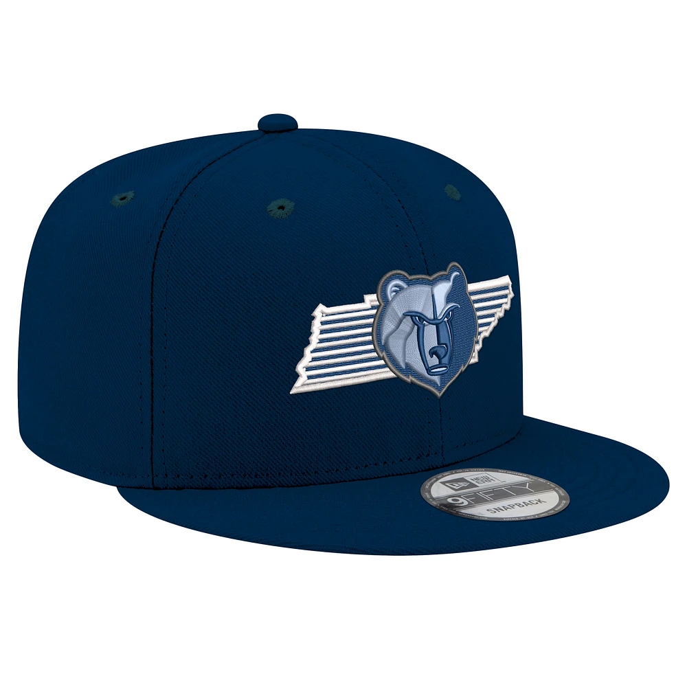 Men's New Era Navy Memphis Grizzlies State Pride 9FIFTY Snapback Hat