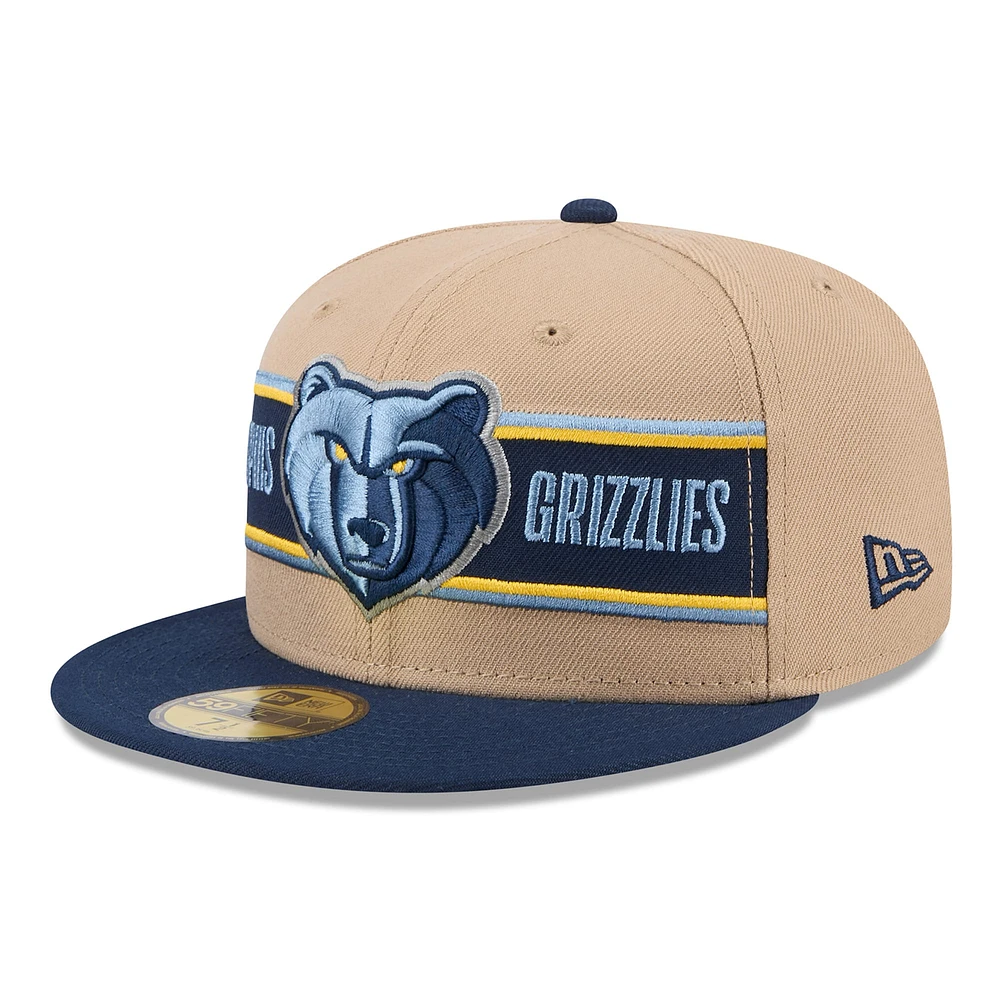 Casquette ajustée New Era pour hommes, beige/bleu marine, Memphis Grizzlies 2024 NBA Draft 59FIFTY