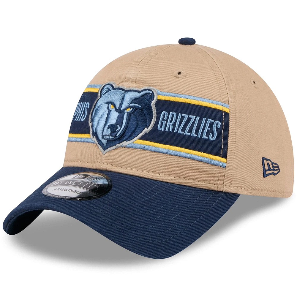 Men's New Era Tan/Navy Memphis Grizzlies 2024 NBA Draft 9TWENTY Adjustable Hat