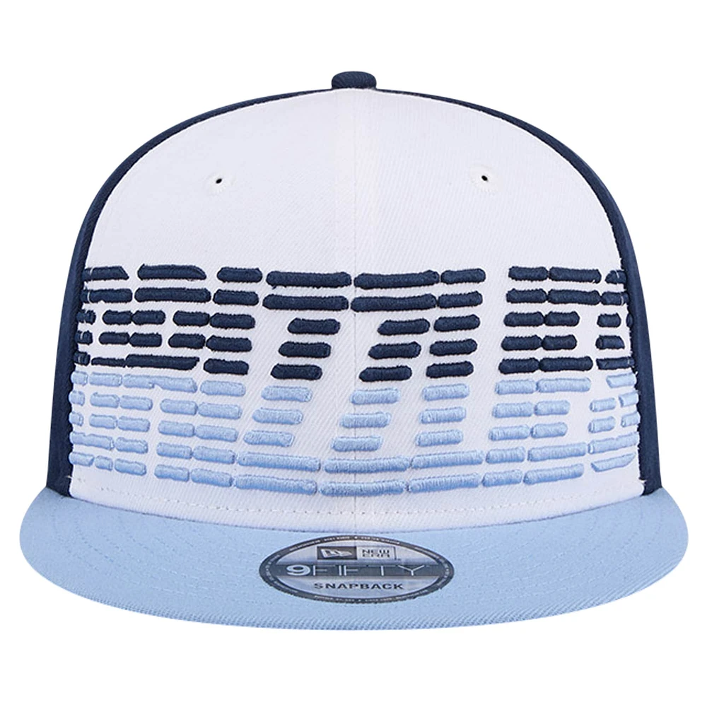 Men's New Era White/Light Blue Memphis Grizzlies Throwback Gradient Tech Font 9FIFTY Snapback Hat