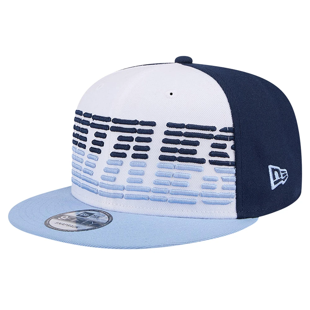 Casquette Snapback 9FIFTY Memphis Grizzlies Throwback Gradient Tech Font New Era pour hommes, blanc/bleu clair