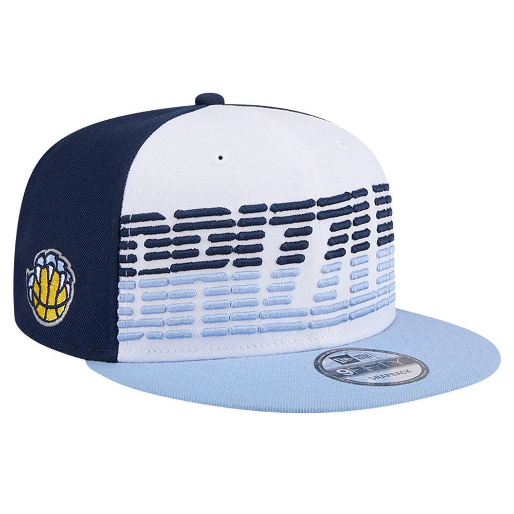 Men's New Era White/Light Blue Memphis Grizzlies Throwback Gradient Tech Font 9FIFTY Snapback Hat