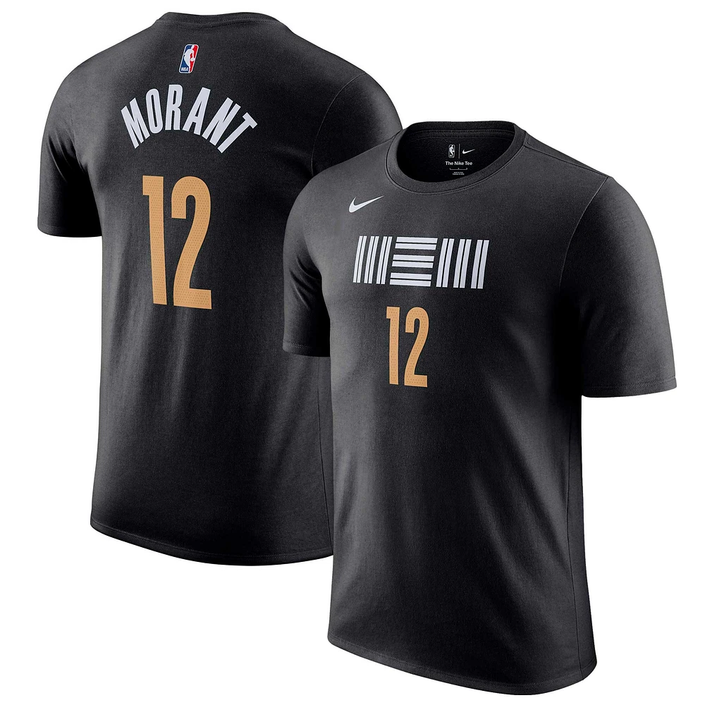 T-shirt avec nom et numéro Nike Ja Morant pour homme noir Memphis Grizzlies 2023/24 City Edition