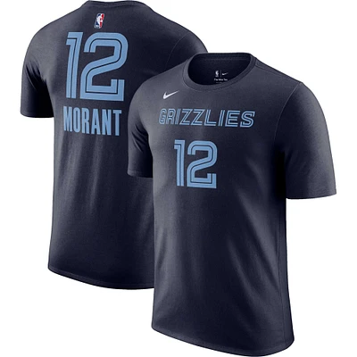 Men's Nike Ja Morant Navy Memphis Grizzlies Icon 2022/23 Name & Number T-Shirt