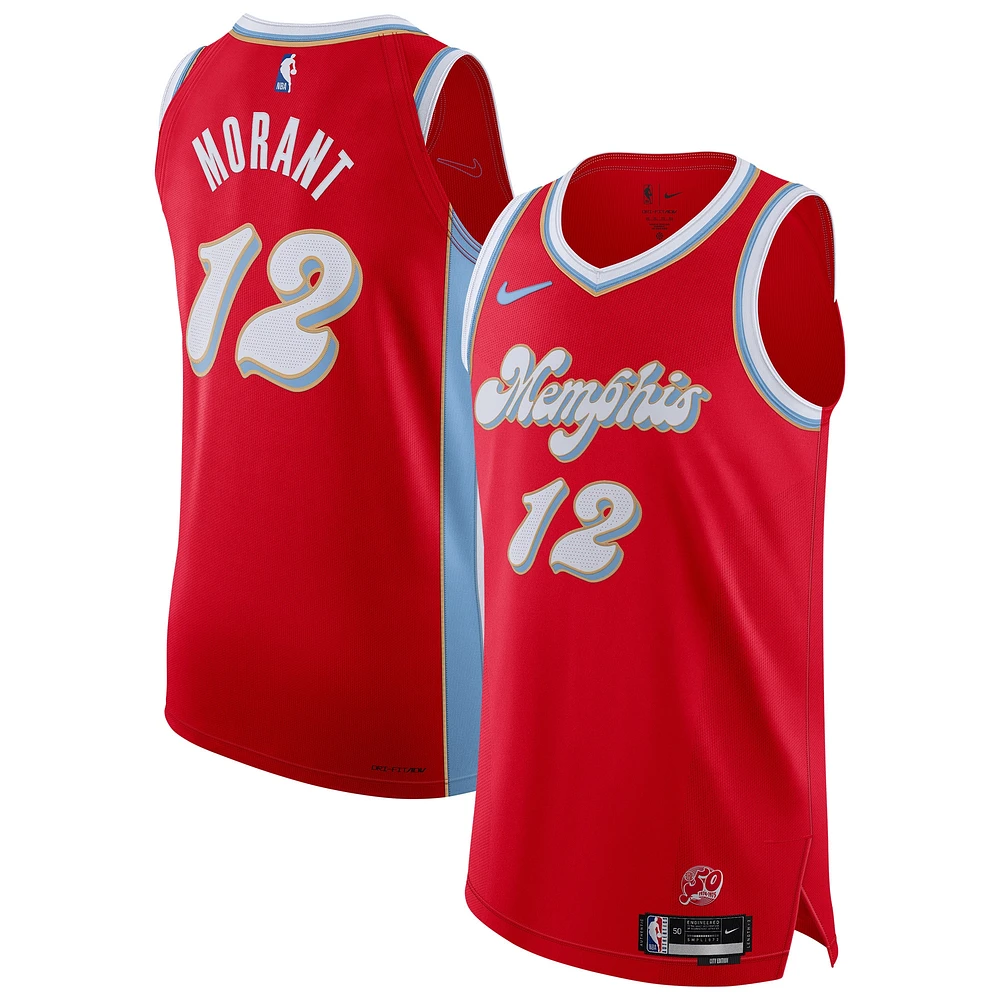 Maillot de joueur authentique Nike Ja Morant pour homme Memphis Grizzlies 2024/25 rouge - Édition City