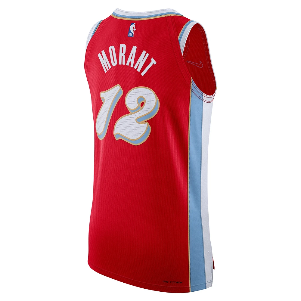 Maillot de joueur authentique Nike Ja Morant pour homme Memphis Grizzlies 2024/25 rouge - Édition City