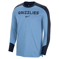 Men's Nike Light Blue Memphis Grizzlies 2024/25 Authentic Pre-Game Legend Long Sleeve Shooting Shirt