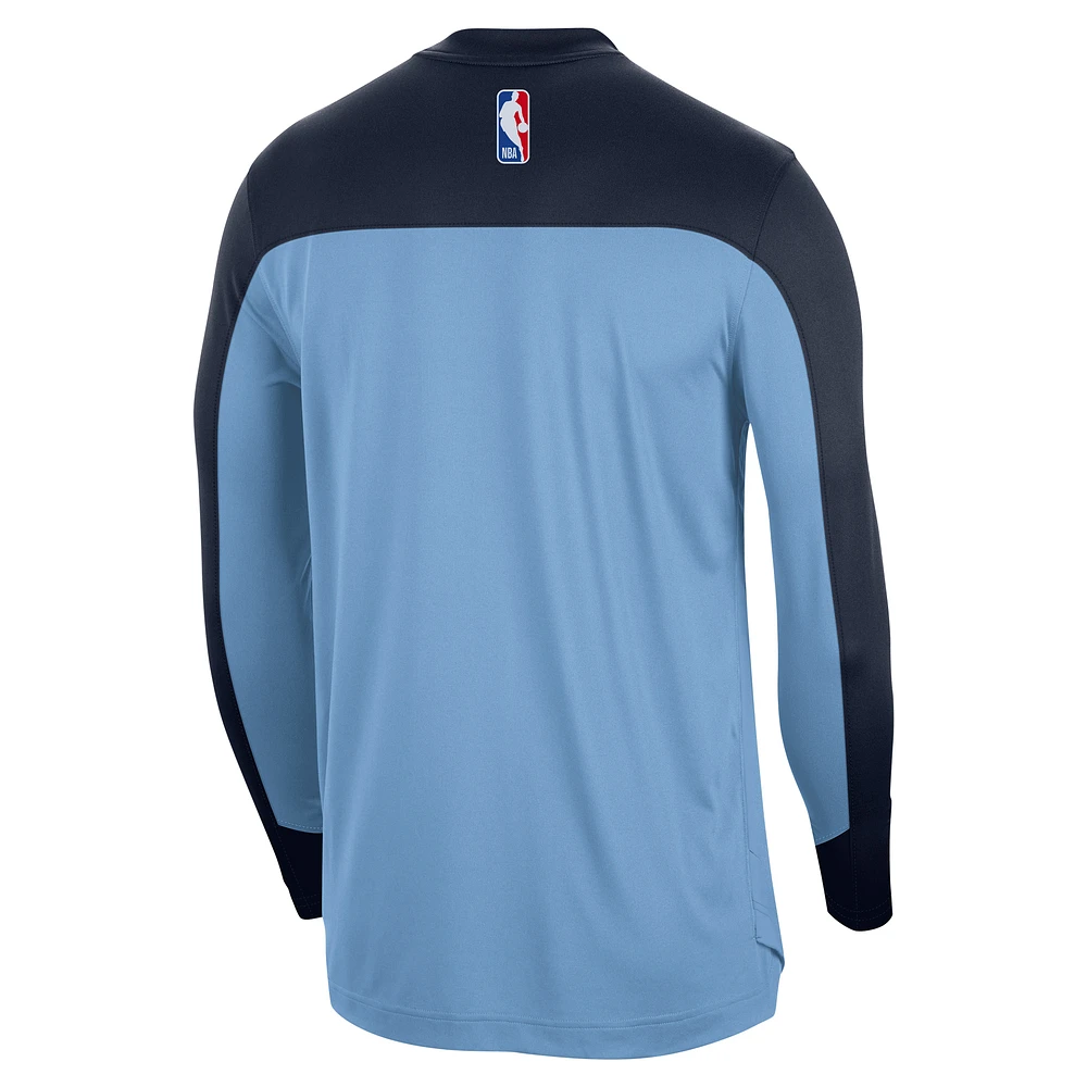 Maillot de tir à manches longues Nike bleu clair Memphis Grizzlies 2024/25 Authentic Pre-Game Legend pour homme