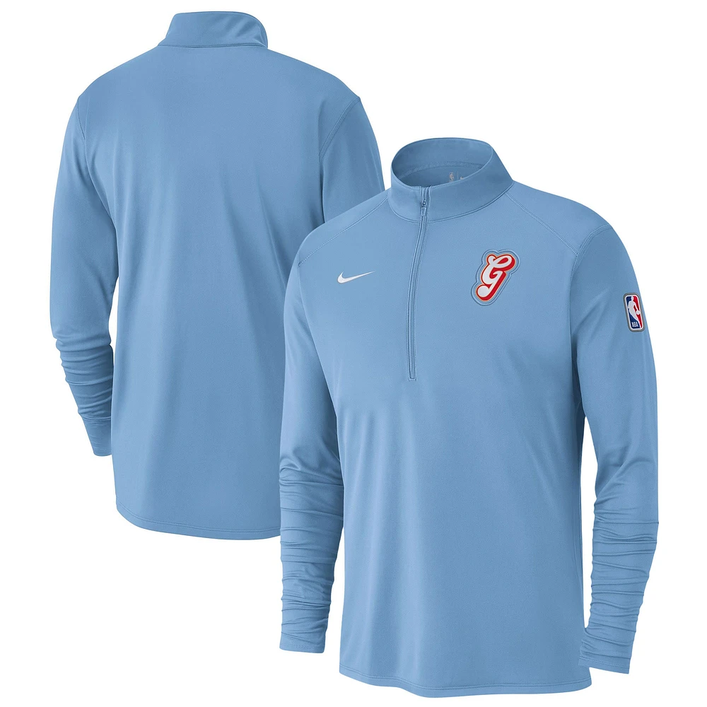 Men's Nike Light Blue Memphis Grizzlies 2024/25 City Edition Authentic Coaches Performance Half-Zip Top