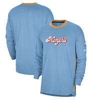 Men's Nike Light Blue Memphis Grizzlies 2024/25 City Edition Authentic Pregame Performance Long Sleeve Shooting T-Shirt