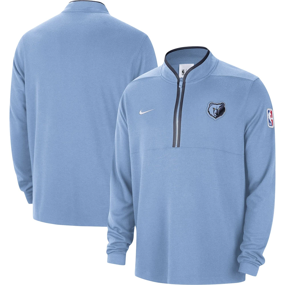 Veste à demi-zip Nike bleu clair Memphis Grizzlies Authentic Performance pour homme